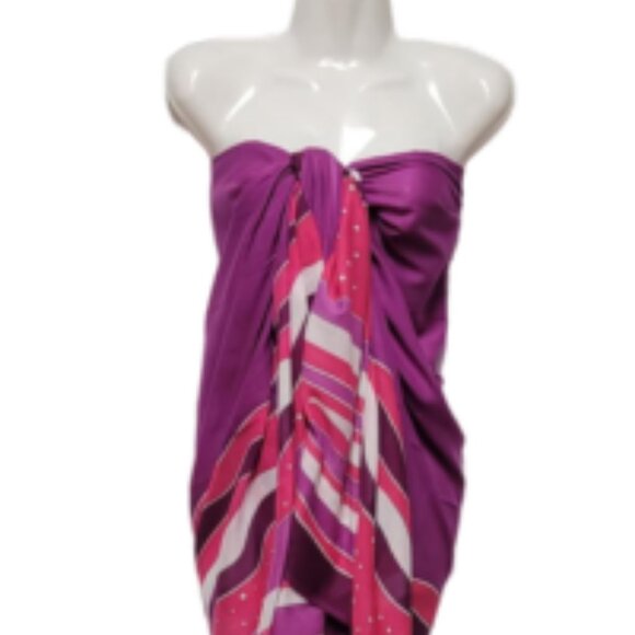 Cover Up Handpainted Cotton Batik Coverups Strapless Dress Wrapskirt Home Accent - Picture 5 of 6